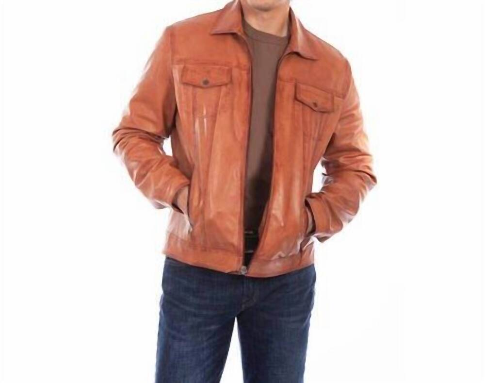 NEW SCULLY soft lamb zip front jacket in cognac